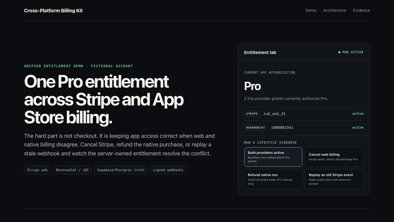 Cross-platform billing kit interactive demo